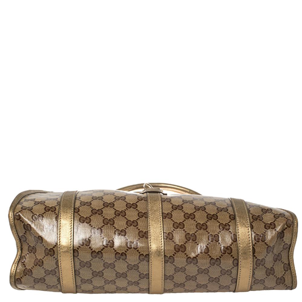 Gucci Medium Joy Umhängetasche aus Segeltuch und Leder in Gold/Beige mit GG-Kristall Damen