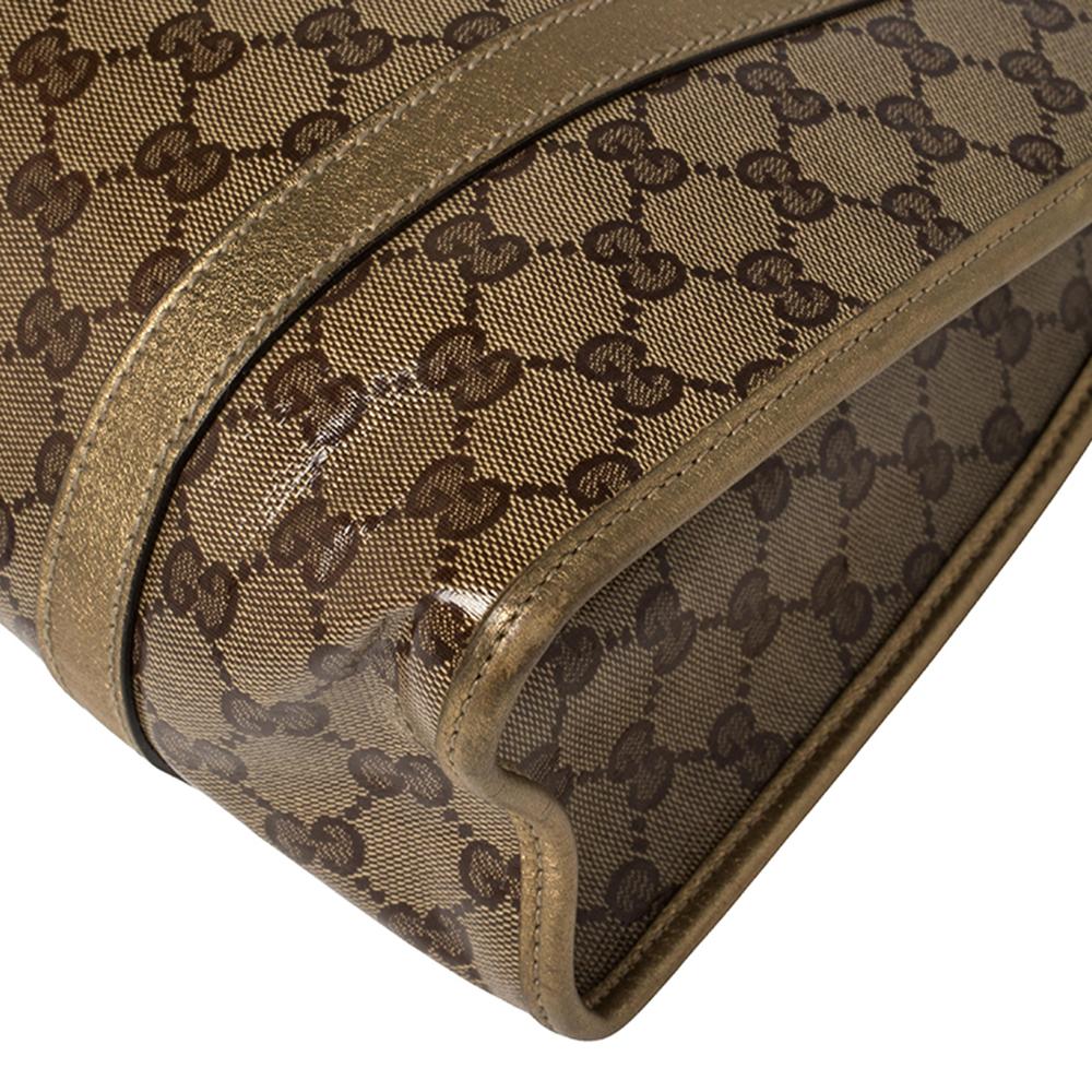 Gucci Medium Joy Umhängetasche aus Segeltuch und Leder in Gold/Beige mit GG-Kristall 2
