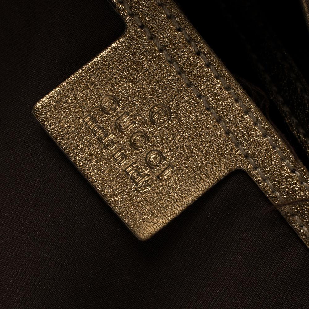 Gucci Medium Joy Umhängetasche aus Segeltuch und Leder in Gold/Beige mit GG-Kristall 4