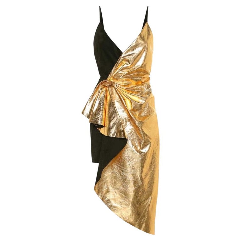 green emerald velvet dress Gucci Black Silk Sleeveless Dress with Gold Metal Plaque at Neck – I MISS  YOU VINTAGE