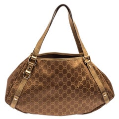 Gucci Gold/Bronze GG Fabric and Leather Medium Abbey D Ring Shoulder Bag