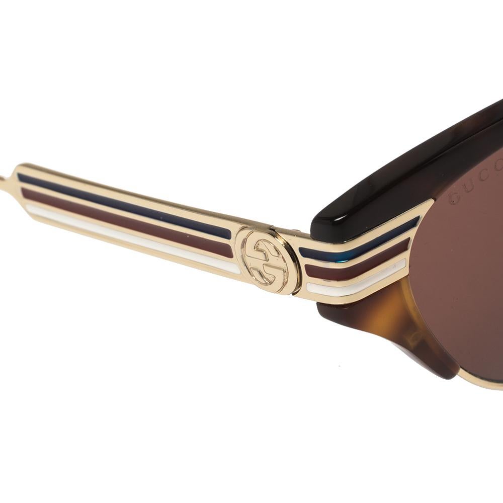 Women's Gucci Gold/Brown GG0522S Cat Eye Sunglasses