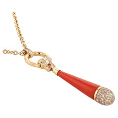 Gucci Gold, Coral, Colored Diamond, and Multicolored Sapphire Horse-Bit Necklace