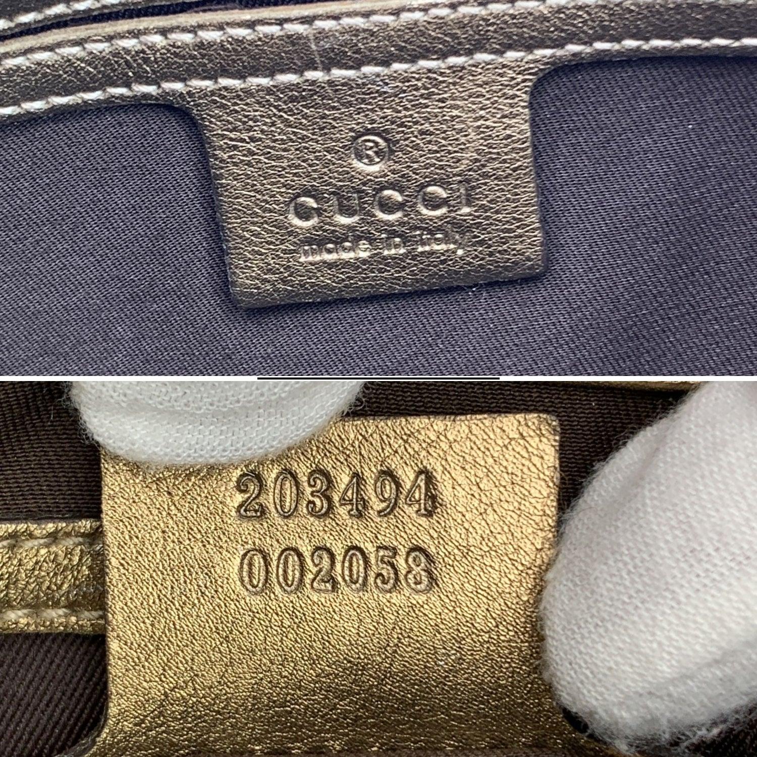 Gucci Gold Crystal GG Canvas Pushlock Bardot Hobo Bag im Angebot 1