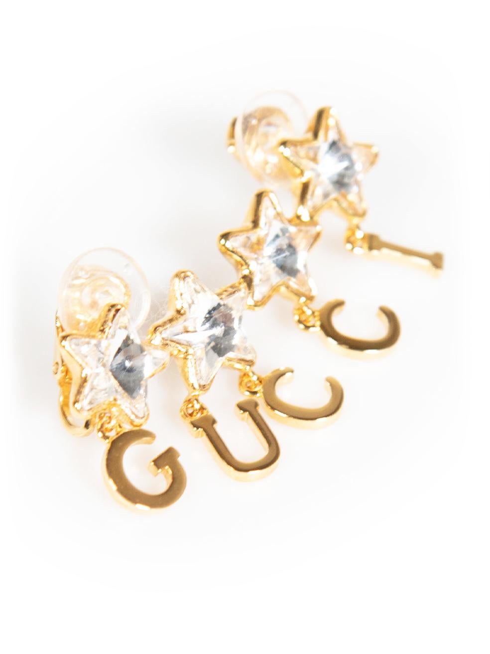 CONDITION is Never worn. No visible wear to ear cuff is evident on this brand new Gucci designer resale item. The item comes with a dust bag and box.
 
 
 
 Details
 
 
 Gold
 
 Metal
 
 Ear cuff
 
 Logo charms
 
 Star crystals
 
 2x Ear clasps
 
 
