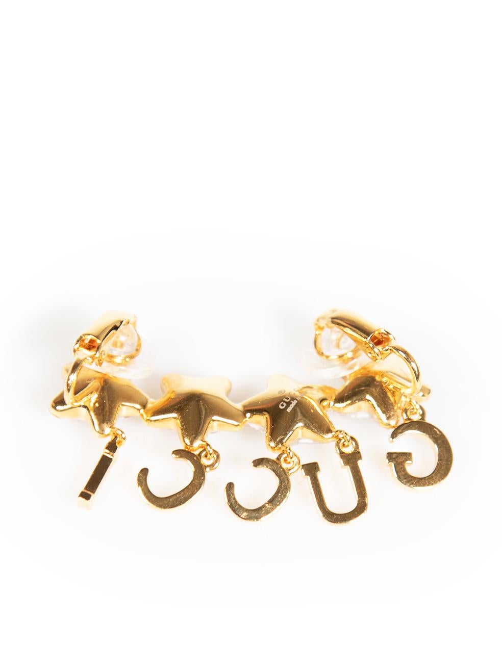 Gucci Gold Crystal Star Script Ear Cuff In Good Condition In London, GB