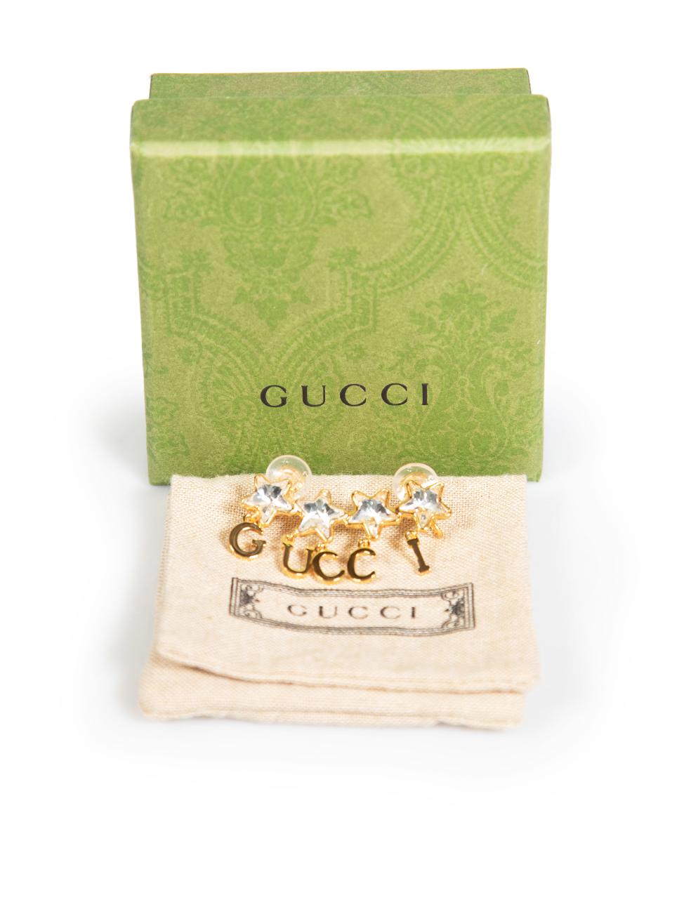 Gucci Gold Crystal Star Script Ear Cuff 1