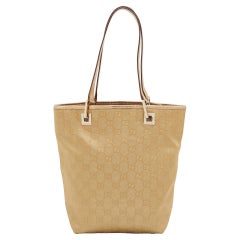 Gucci Gold GG Canvas and Leather Tote