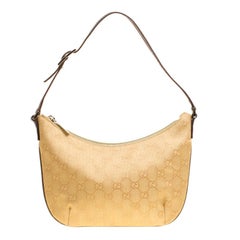 Gucci Gold GG Canvas Flat Shoulder Bag