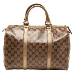 Gucci Gold GG Crystal Canvas and Leather Medium Joy Boston Bag