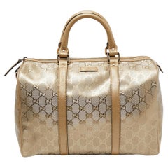 Gucci Gold GG Imprime Canvas and Leather Medium Joy Boston Bag