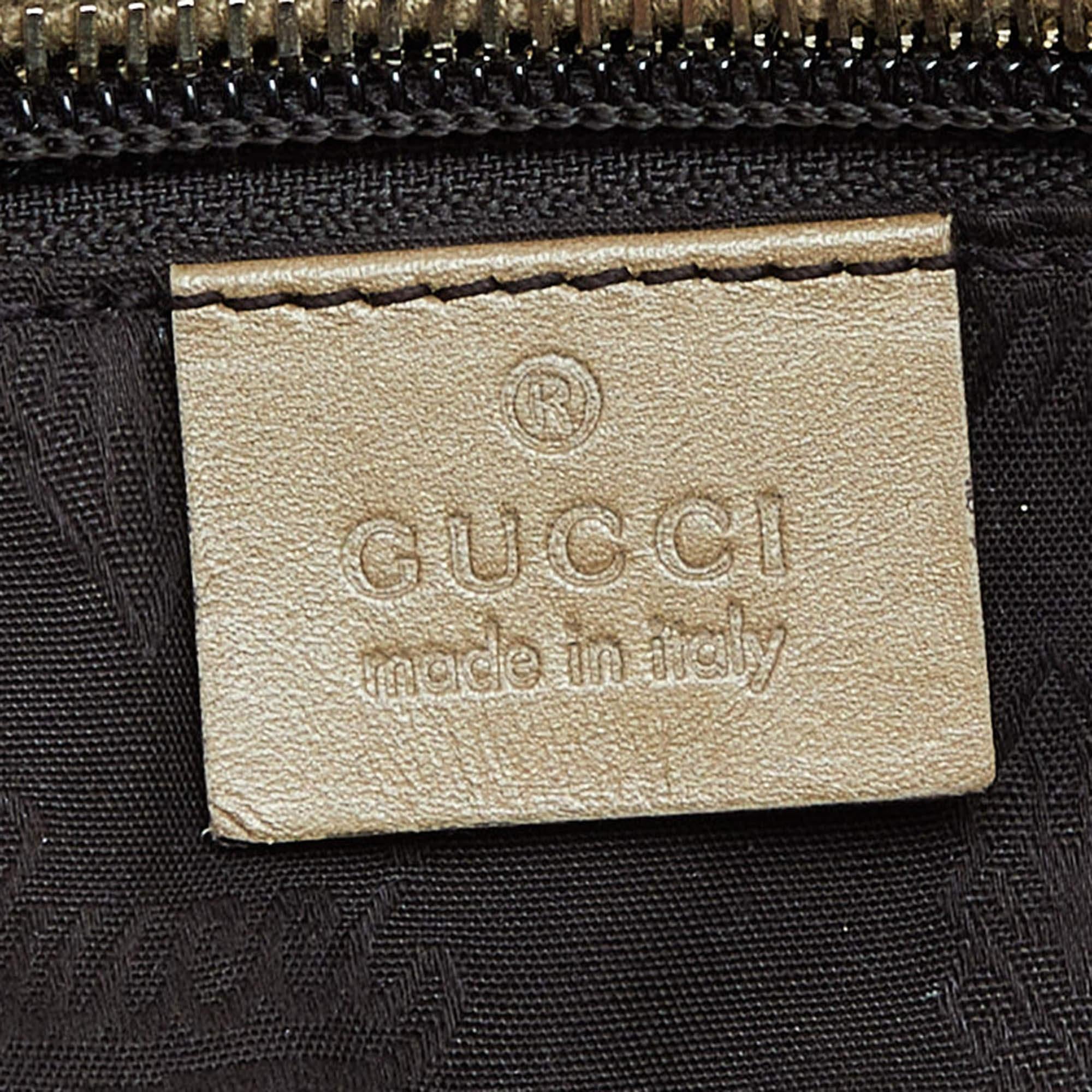 Gucci Gold GG Imprime Canvas and Leather Shopper Tote 2