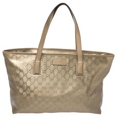 Gucci Gold GG Imprime Canvas and Leather Shopper Tote