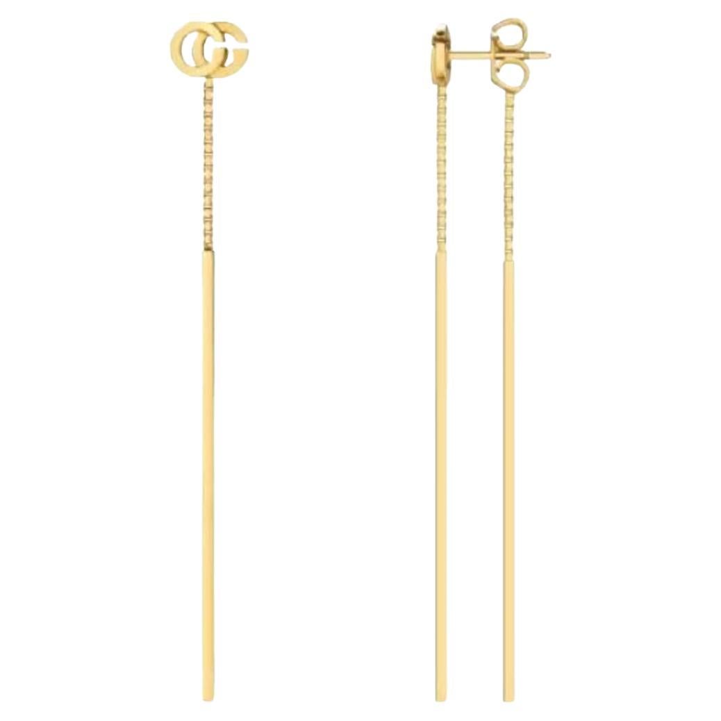 Gucci Gold GG Running Long Pendant Earrings For Sale