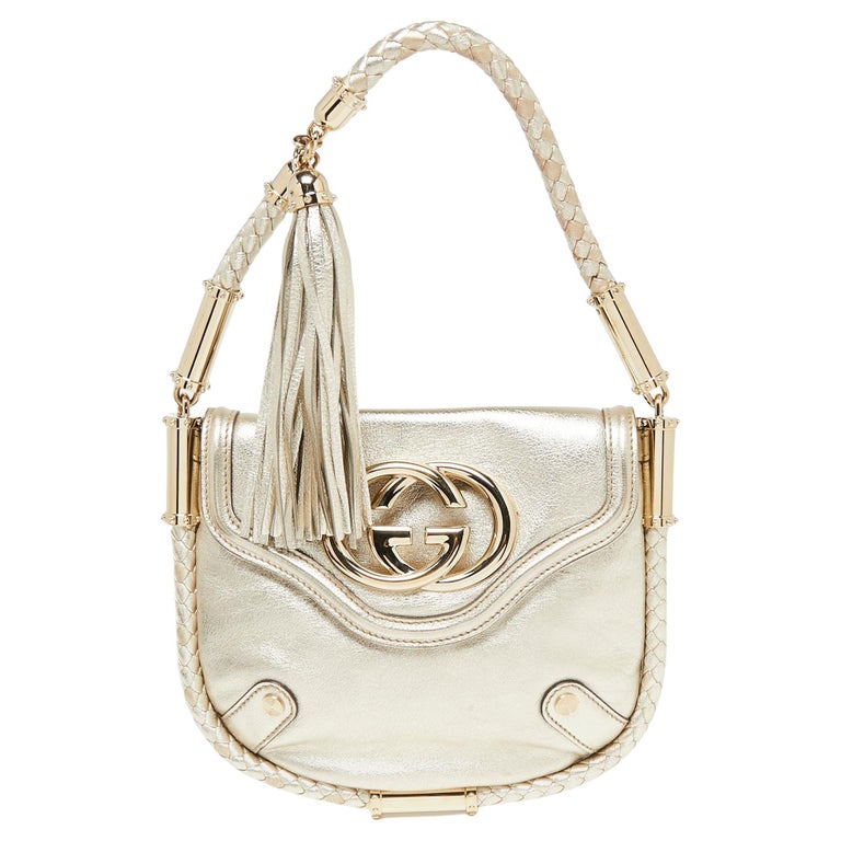 Gucci Gold Glossy Leather Small Britt Tassel Hobo at 1stDibs