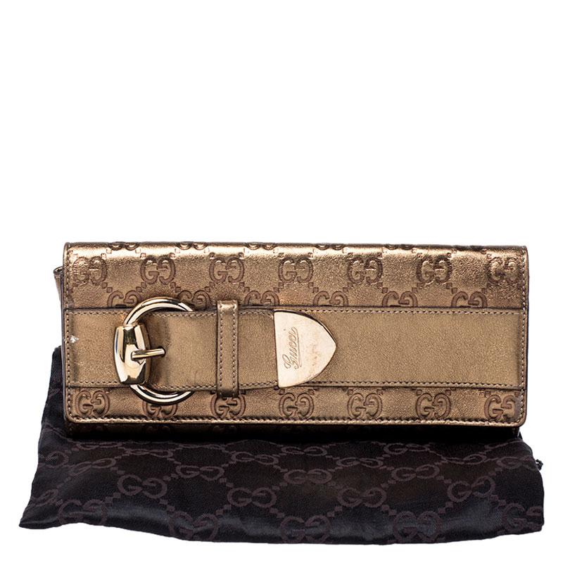 Gucci Gold Guccissima Leather Buckle Continental Wallet 6