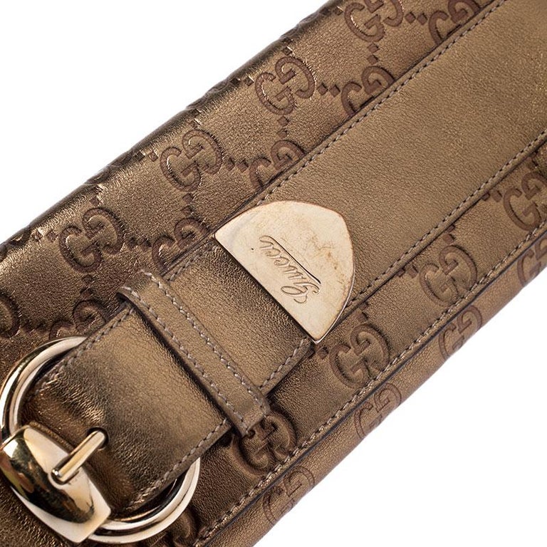 Gucci Gold Guccissima Leather Buckle Continental Wallet For Sale at 1stdibs