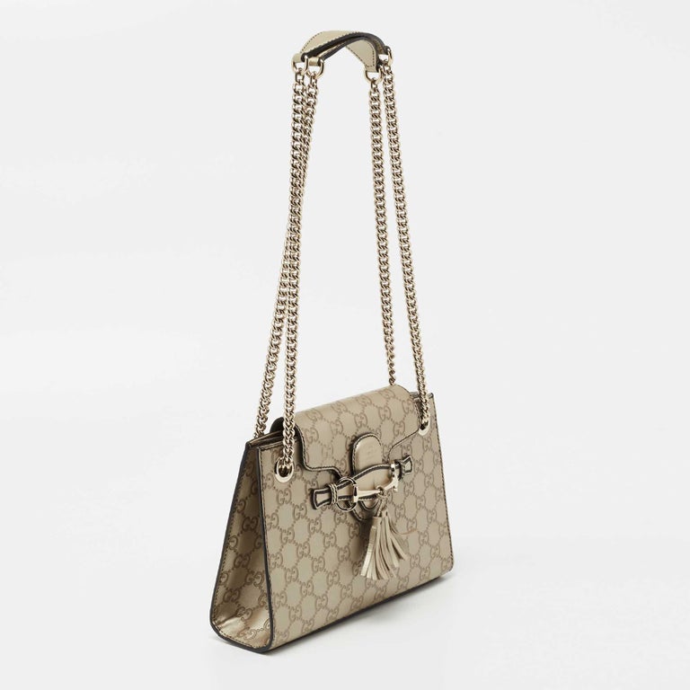 Gucci Gold Guccissima Leather Emily Chain Shoulder Bag at 1stDibs