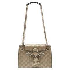 Gucci Gold Guccissima Leather Emily Chain Shoulder Bag