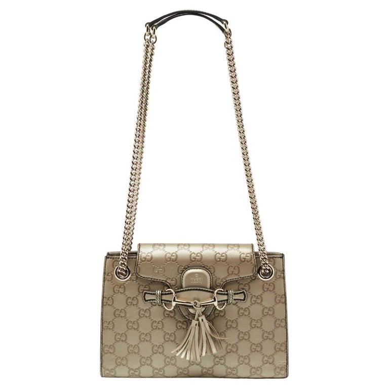 Gucci Gold Guccissima Leather Emily Chain Shoulder Bag at 1stDibs