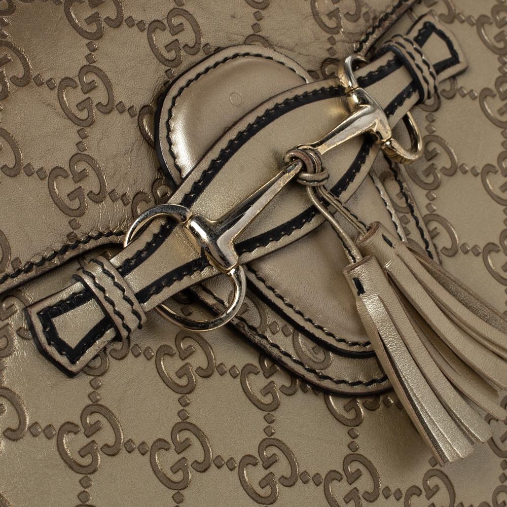 Gucci Gold Guccissima Leather Large Emily Chain Shoulder Bag 5