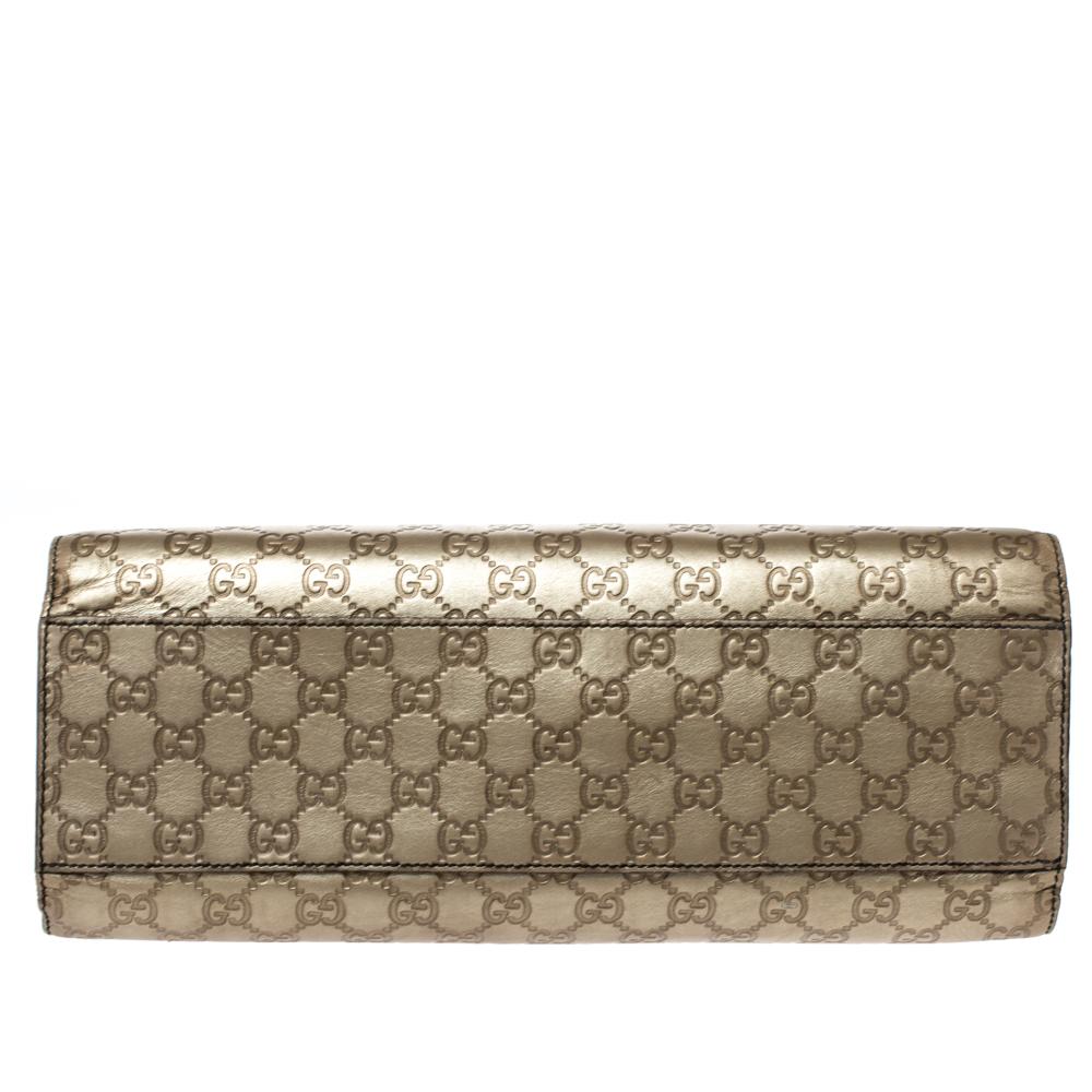 Women's Gucci Gold Guccissima Leather Large Emily Chain Shoulder Bag