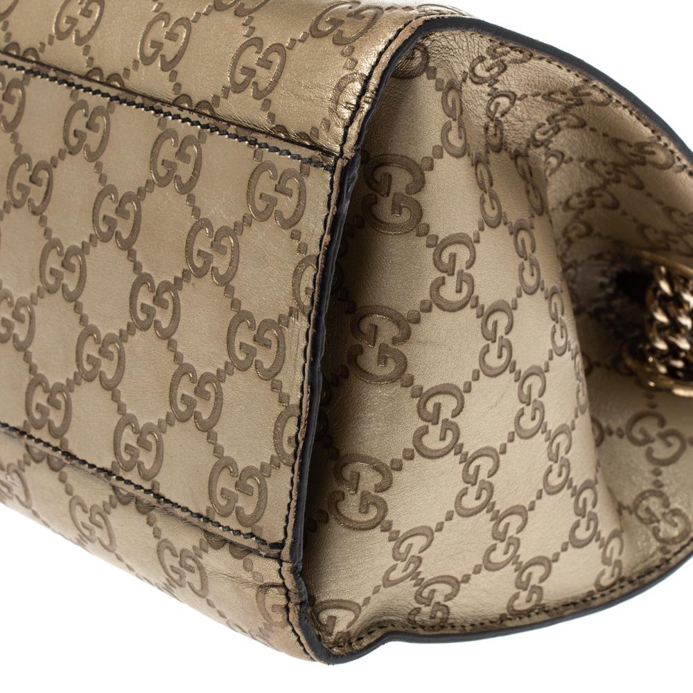 Gucci Gold Guccissima Leather Large Emily Chain Shoulder Bag 1