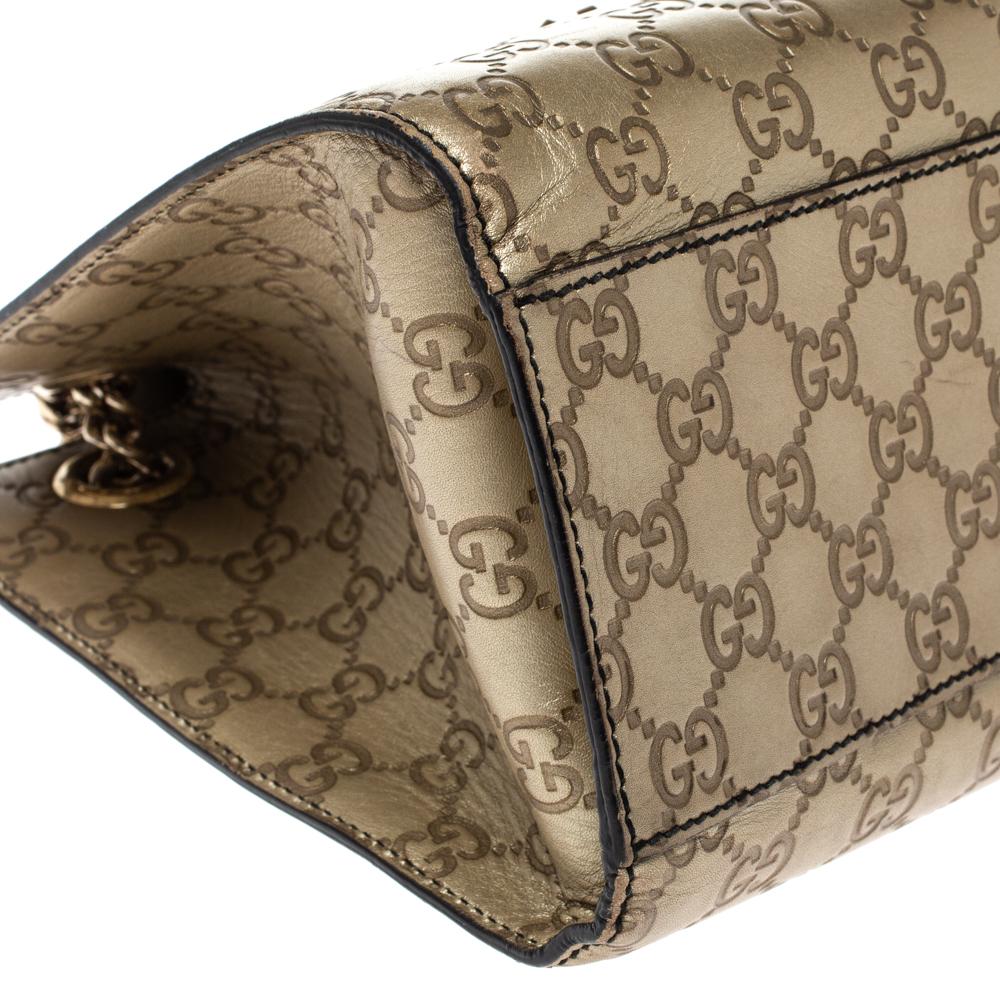 Gucci Gold Guccissima Leather Large Emily Chain Shoulder Bag 2
