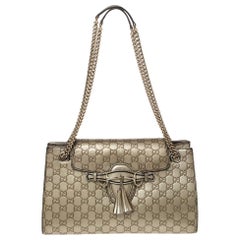Gucci Gold Guccissima Leather Large Emily Chain Shoulder Bag