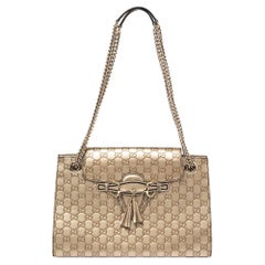 Gucci Gold Guccissima Leather Large Emily Chain Shoulder Bag