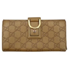 Gucci Gold Guccissima Leather Long Abbey D Ring Wallet