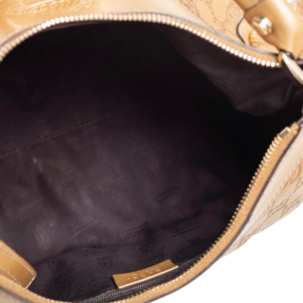 Gucci Gold Guccissima Leather Medium D-Ring Hobo 7