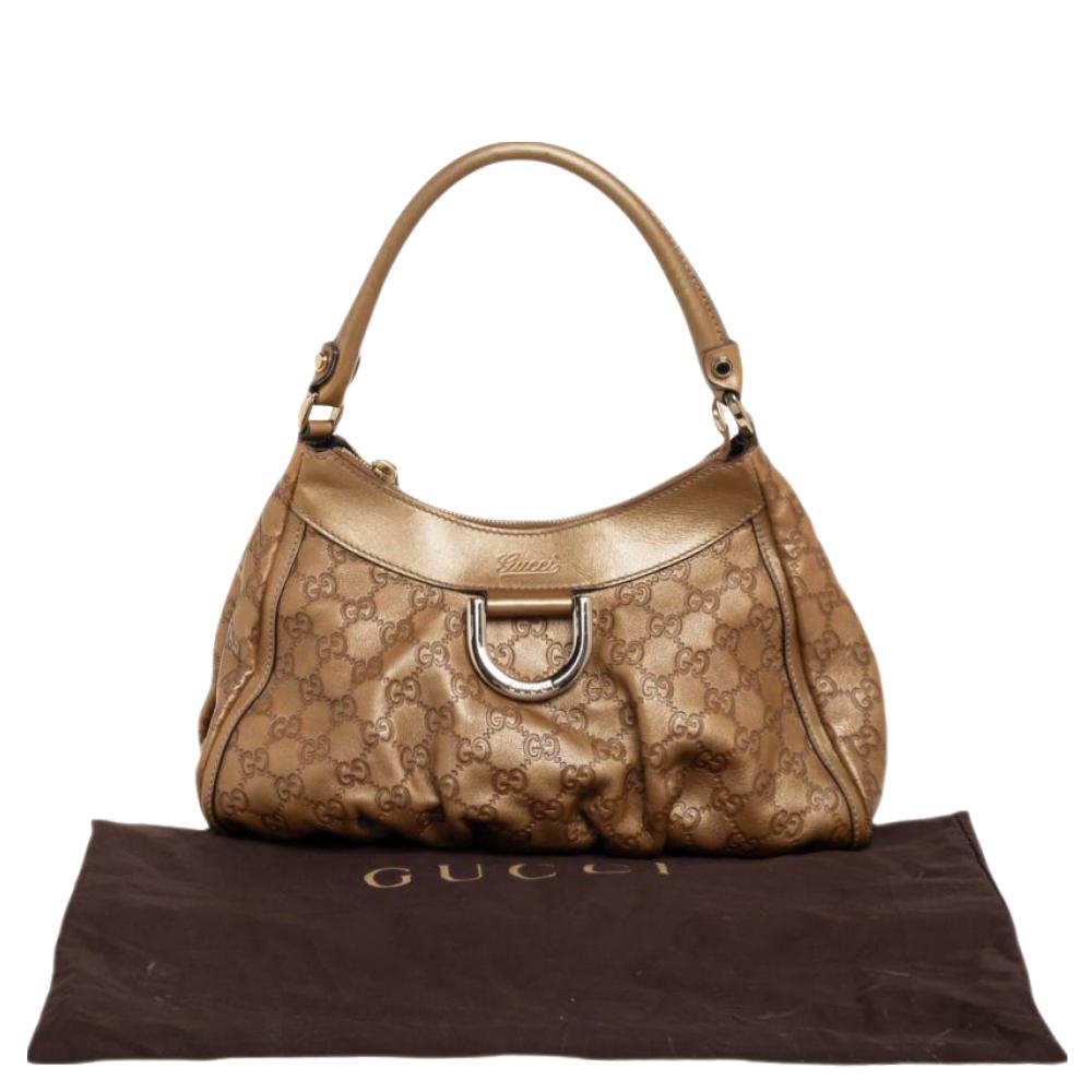 Gucci Gold Guccissima Leather Medium D-Ring Hobo 8