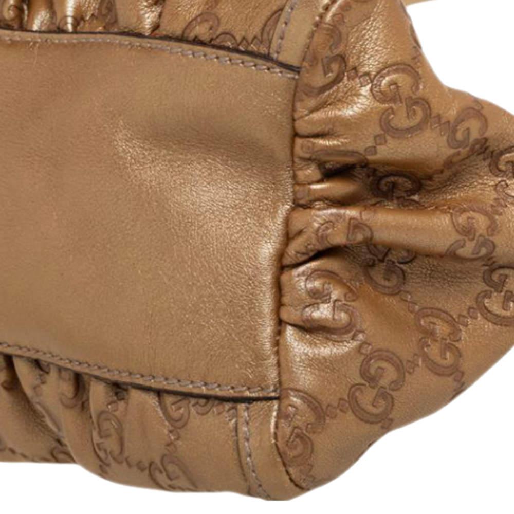  Gucci - Sac à main D-Ring en cuir doré Guccissima de taille moyenne Pour femmes 