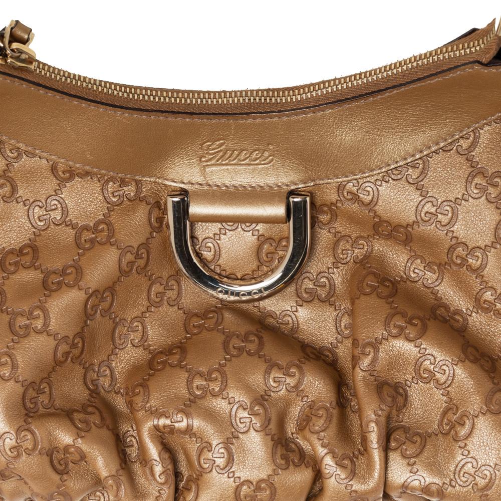 Gucci Gold Guccissima Leather Medium D-Ring Hobo 3