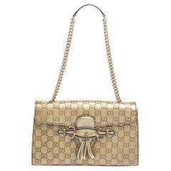 Gucci Gold Guccissima Leather Medium Emily Shoulder Bag