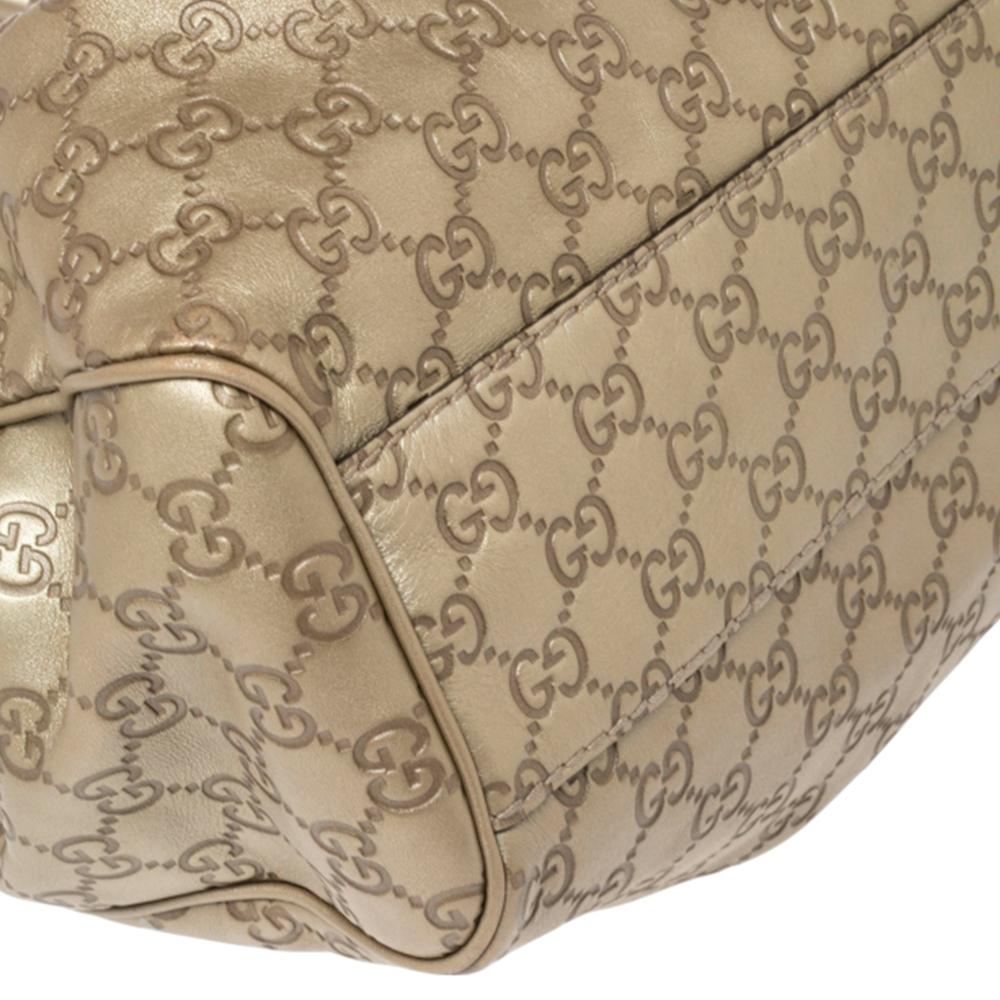 Gucci Gold Guccissima Ledertasche mit mittlerem Hahnentrittmuster 6