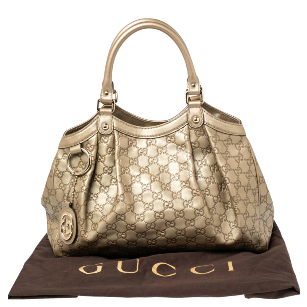 Gucci Gold Guccissima Ledertasche mit mittlerem Hahnentrittmuster 2
