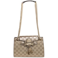 Gucci Gold Guccissima Leather Small Emily Chain Shoulder Bag