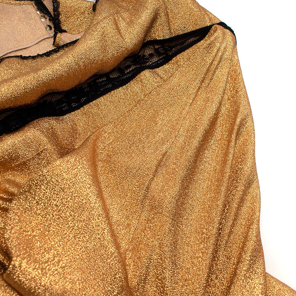 Gucci Goldfarbenes Slip-Kleid mit Spitzenbesatz und Lamé-Spitze - Us Größe 8 im Angebot 6