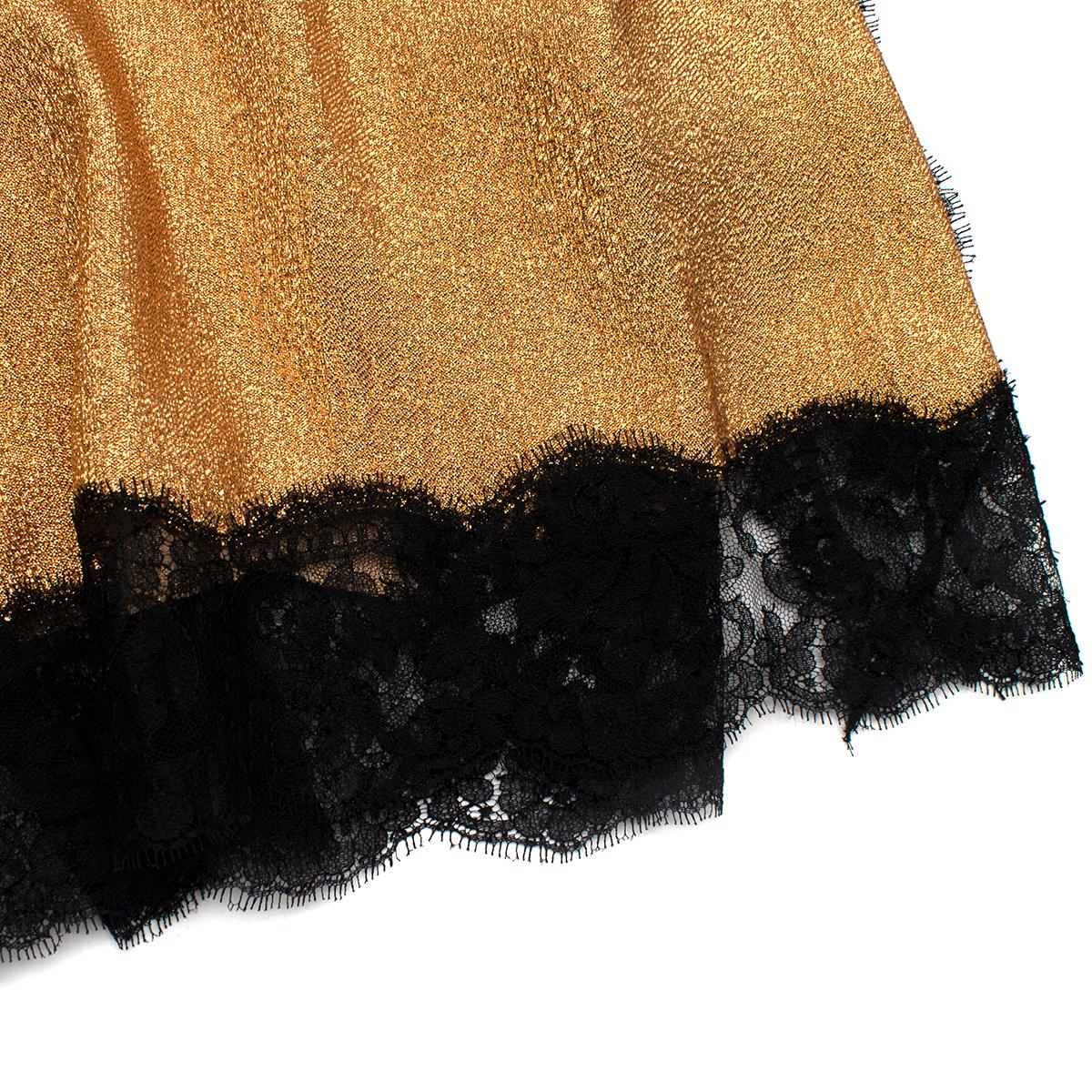Gucci Goldfarbenes Slip-Kleid mit Spitzenbesatz und Lamé-Spitze - Us Größe 8 im Angebot 3