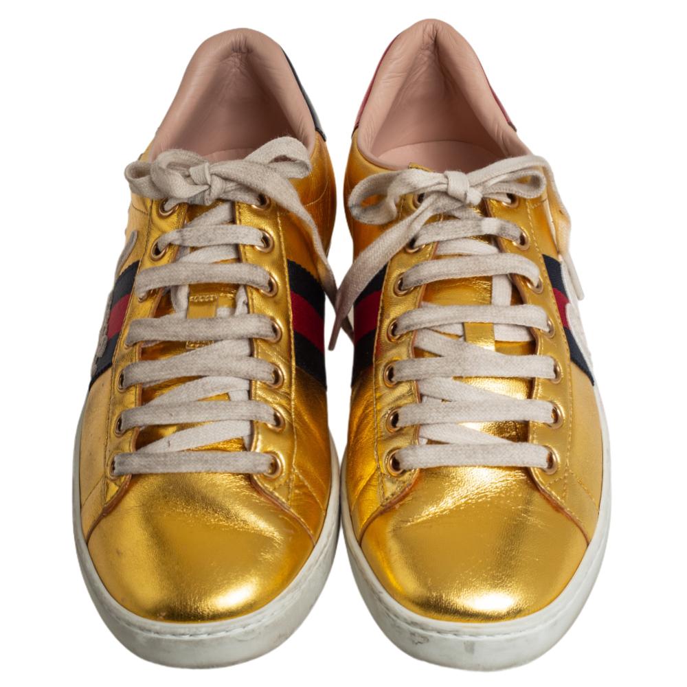 gucci gold sneakers