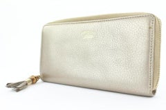Gucci Gold Leather Bamboo Tassel Zip Around Continental Wallet Zippy 17ga113