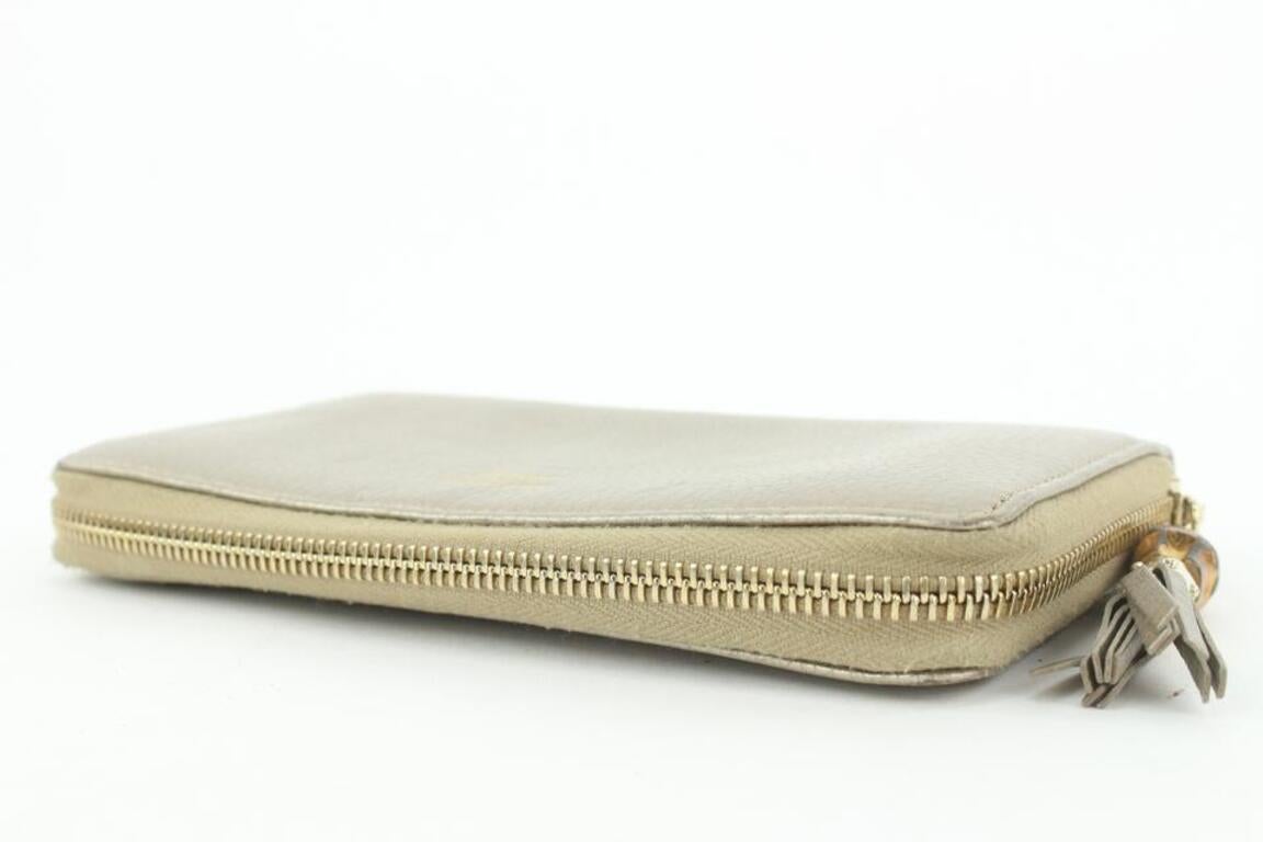 Gucci Gold Leder Bambus Quaste Reißverschluss um Kontinental-Brieftasche mit Reißverschluss 17ga113 im Angebot 2