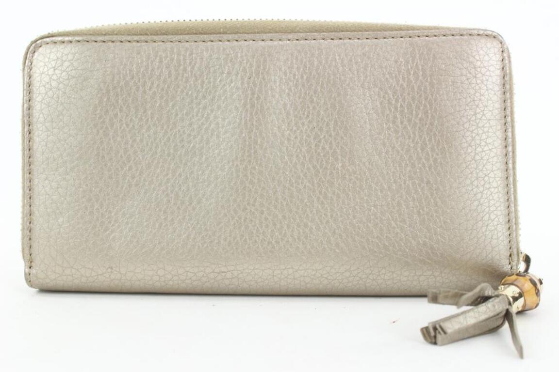 Gucci Gold Leder Bambus Quaste Reißverschluss um Kontinental-Brieftasche mit Reißverschluss 17ga113 im Angebot 3