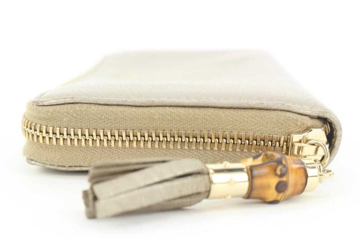 Gucci Gold Leder Bambus Quaste Reißverschluss um Kontinental-Brieftasche mit Reißverschluss 17ga113 im Angebot 5