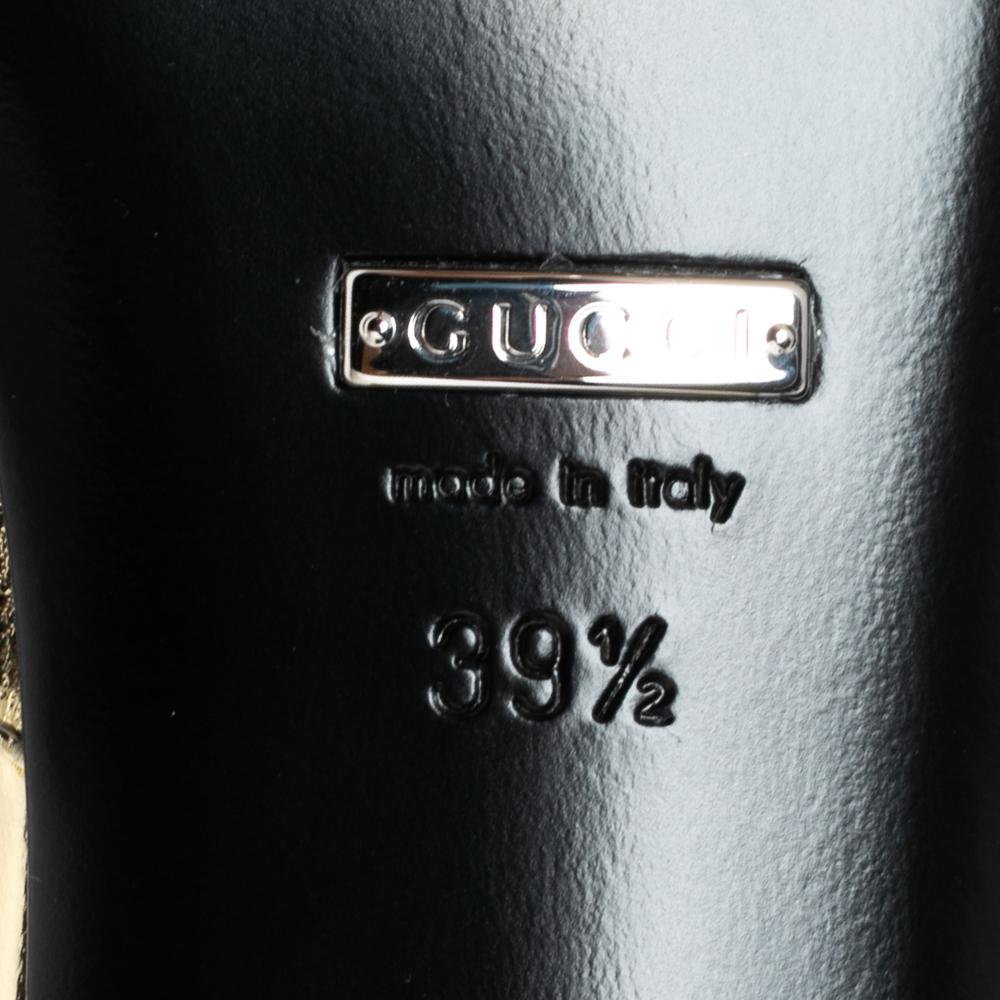 Gucci Gold Leather Crisscross Slide Sandals Size 39.5 4