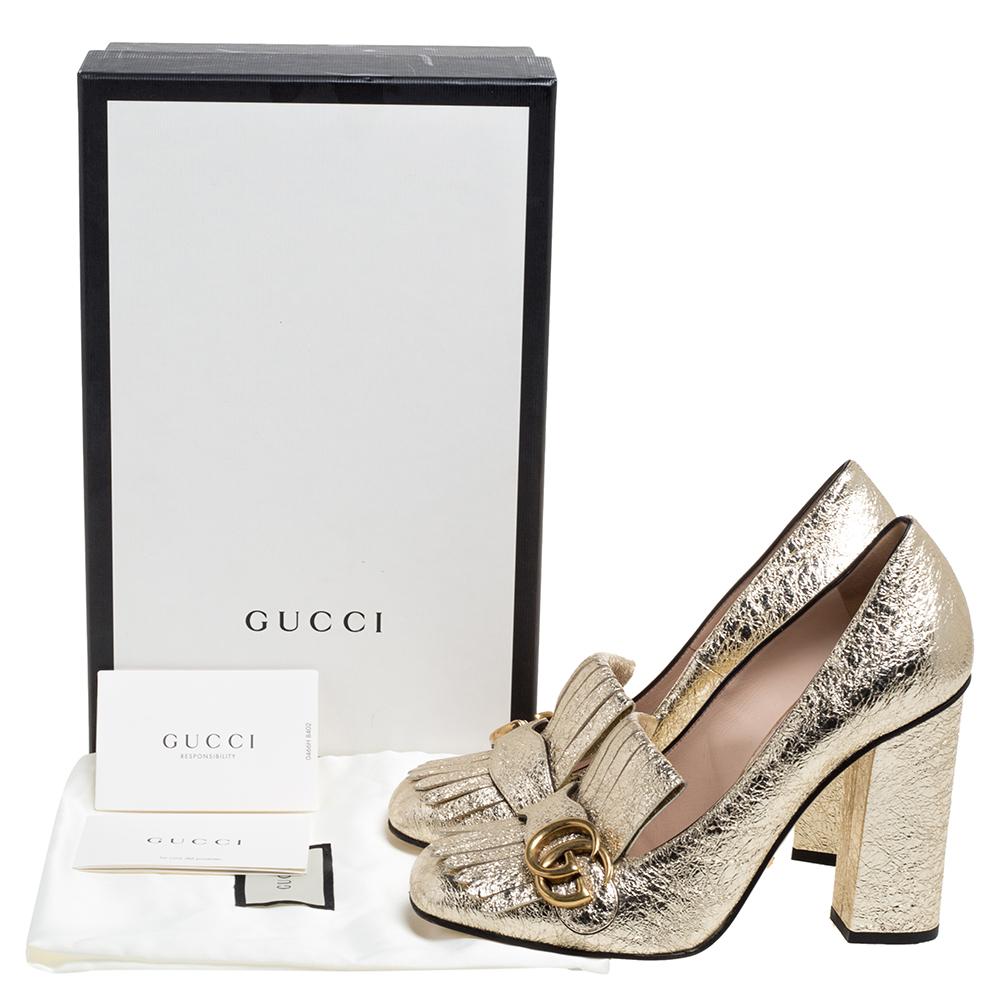 Gucci Gold Leather GG Marmont Pumps Size 39 1