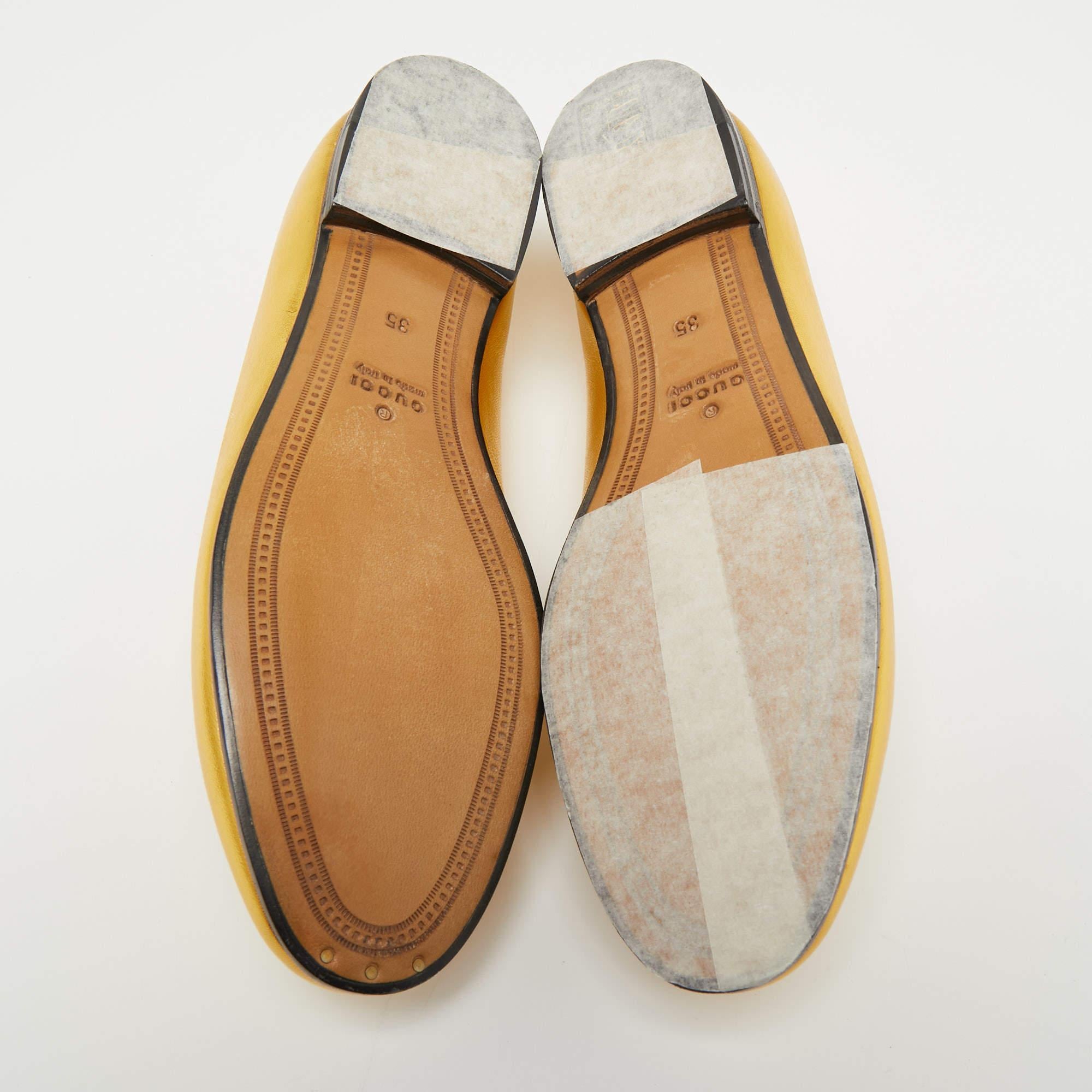 Gucci Gold Leather Hosrsebit Jordaan Loafers Size 35 1