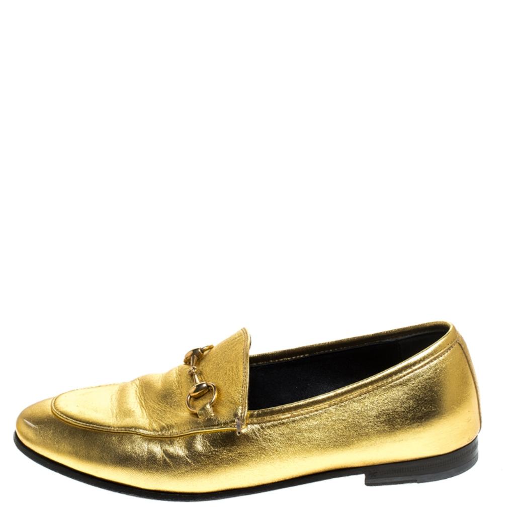 Gold gucci loafers clearance